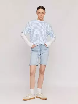 Джинсовые удлинённые шорты с отворотами