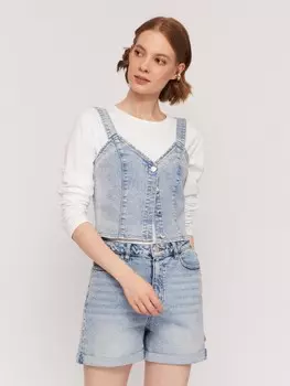 Джинсовый топ-жилет короткий с вырезом