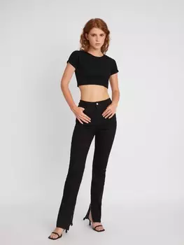 Джинсы силуэта Slim с высокой посадкой и декоративными молниями