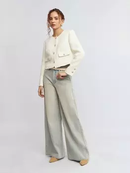 Джинсы силуэта Wide на резинке