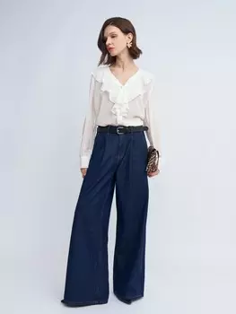 Джинсы силуэта Wide с высокой посадкой