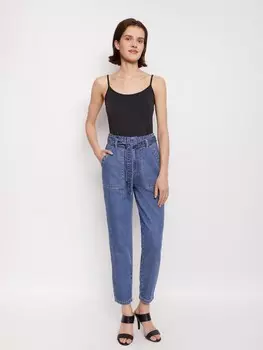 Джинсы высокой посадки с поясом