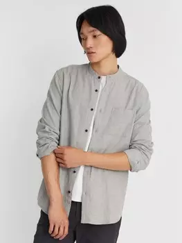 Фланелевая рубашка из хлопка с воротником-стойкой и длинным рукавом