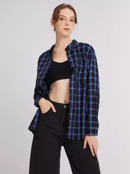 Фланелевая рубашка из хлопка в клетку с принтом на спине