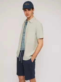 Футболка хенли из хлопка с коротким рукавом и принтом