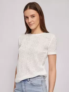 Футболка из ажурного вязаного трикотажа
