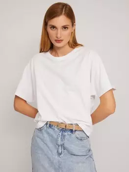 Футболка из хлопка без принта с коротким рукавом