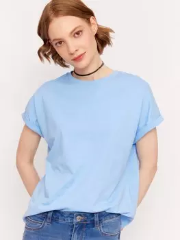 Футболка из хлопка без принта с коротким рукавом
