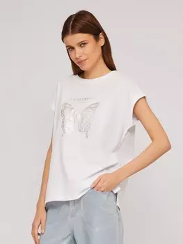 Футболка из хлопка с акцентным принтом