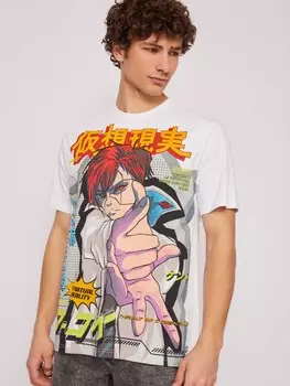 Футболка из хлопка с аниме-принтом