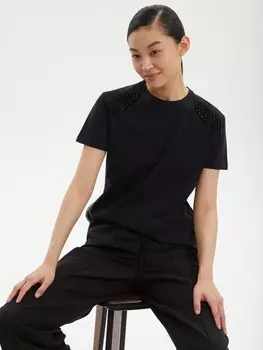 Футболка из хлопка с бахромой