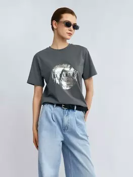 Футболка из хлопка с блестящим принтом