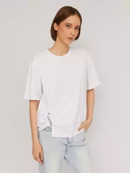 Футболка из хлопка с декоративной драпировкой