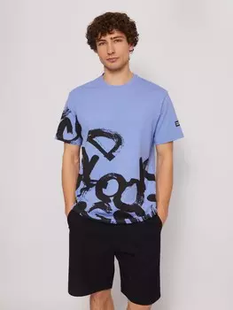 Футболка из хлопка с граффити-принтом