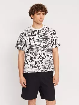 Футболка из хлопка с граффити-принтом
