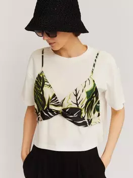 Футболка из хлопка с имитацией топа