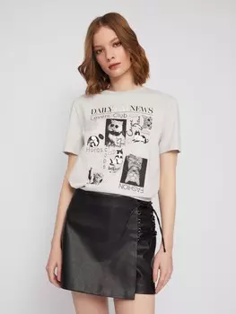 Футболка из хлопка с коротким рукавом и принтом