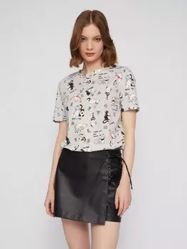 Футболка из хлопка с коротким рукавом и принтом