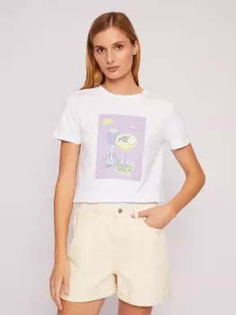 Футболка из хлопка с коротким рукавом и принтом