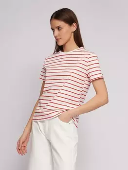 Футболка из хлопка с коротким рукавом и узором в полоску