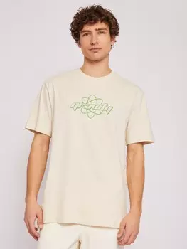 Футболка из хлопка с коротким рукавом и принтом-надписью