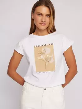 Футболка из хлопка с коротким рукавом и принтом