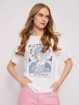 Футболка из хлопка с коротким рукавом и принтом