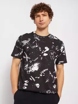 Футболка из хлопка с коротким рукавом и принтом