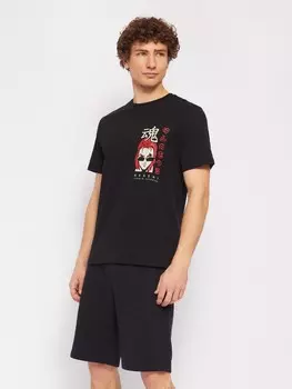 Футболка из хлопка с коротким рукавом и аниме принтом