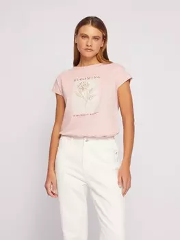 Футболка из хлопка с коротким рукавом и принтом