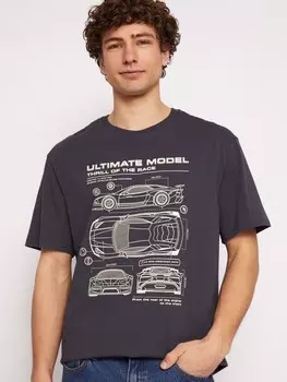 Футболка из хлопка с коротким рукавом и принтом