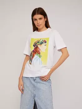 Футболка из хлопка с коротким рукавом и принтом