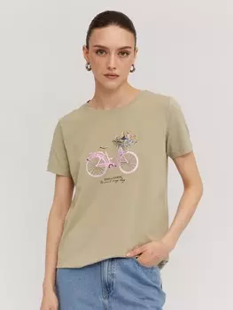 Футболка из хлопка с коротким рукавом и стразами