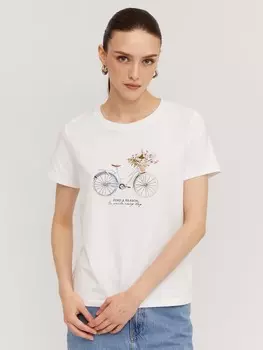 Футболка из хлопка с коротким рукавом и стразами