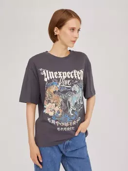 Футболка из хлопка с коротким рукавом и принтом