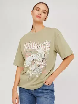 Футболка из хлопка с коротким рукавом и принтом