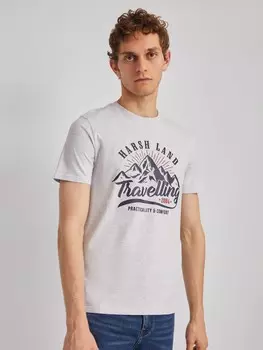 Футболка из хлопка с коротким рукавом и принтом-надписью