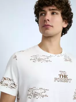 Футболка из хлопка с коротким рукавом и принтом