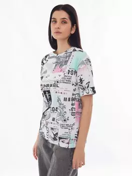 Футболка из хлопка с коротким рукавом и принтом