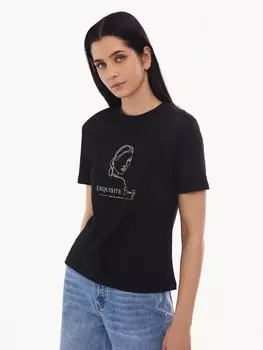 Футболка из хлопка с коротким рукавом и принтом