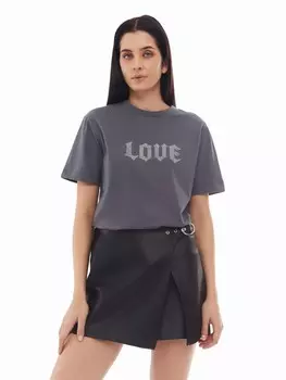 Футболка из хлопка с коротким рукавом и стразами