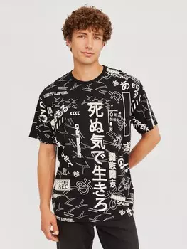 Футболка из хлопка с манга-принтом