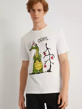 Футболка из хлопка с новогодним принтом с драконом