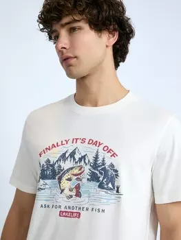 Футболка из хлопка с принтом и надписью