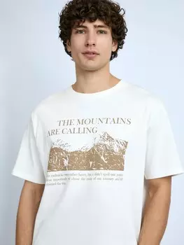 Футболка из хлопка с принтом и надписью