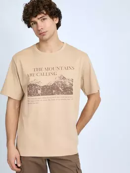 Футболка из хлопка с принтом и надписью