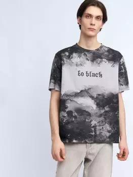 Футболка из хлопка с принтом и надписью