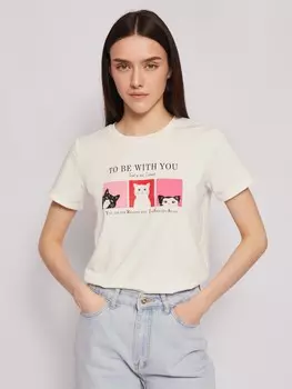 Футболка из хлопка с принтом на груди