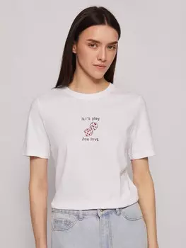 Футболка из хлопка с принтом на груди