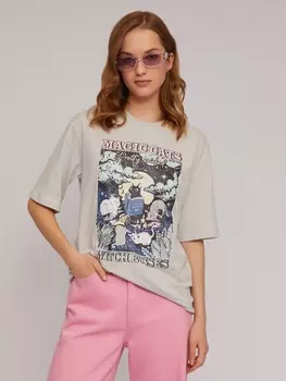 Футболка из хлопка с принтом на груди